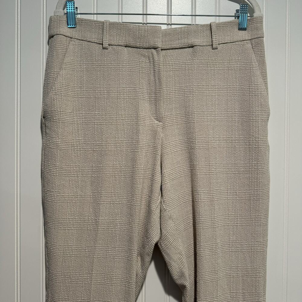 H&M Beige Tan Glen Plaid Ankle Pants Career Work Wear High Waisted Size 12 - Picture 2 of 6